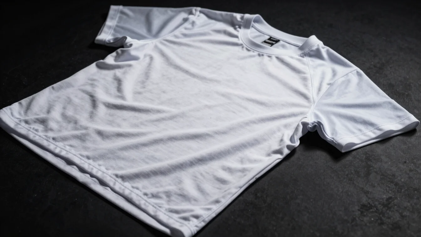 Primer plano de costuras planas y articulaciones preformadas en una prenda deportiva, iluminación dramática.